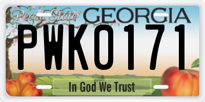 GA license plate PWK0171