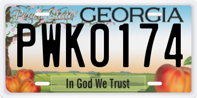 GA license plate PWK0174