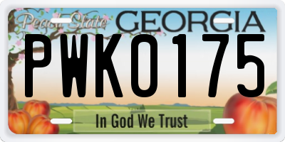 GA license plate PWK0175
