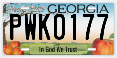 GA license plate PWK0177