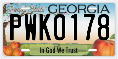 GA license plate PWK0178