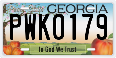 GA license plate PWK0179