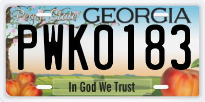 GA license plate PWK0183