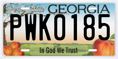 GA license plate PWK0185