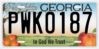 GA license plate PWK0187