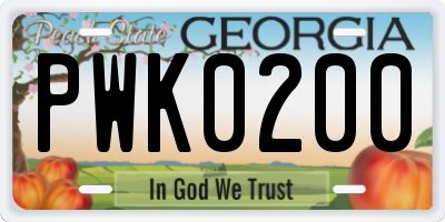 GA license plate PWK0200