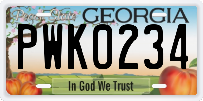 GA license plate PWK0234