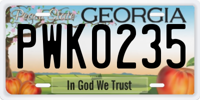 GA license plate PWK0235