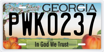 GA license plate PWK0237