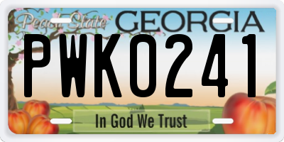 GA license plate PWK0241