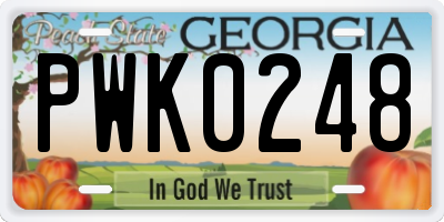 GA license plate PWK0248