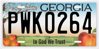 GA license plate PWK0264