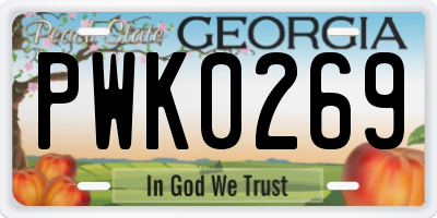 GA license plate PWK0269