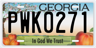 GA license plate PWK0271