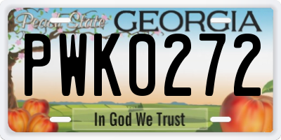 GA license plate PWK0272