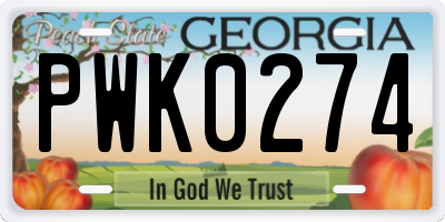 GA license plate PWK0274