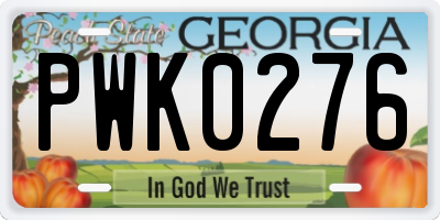 GA license plate PWK0276