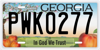 GA license plate PWK0277