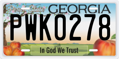 GA license plate PWK0278