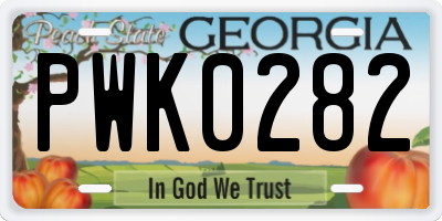 GA license plate PWK0282