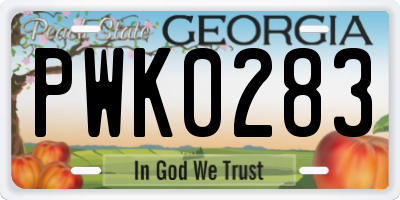 GA license plate PWK0283