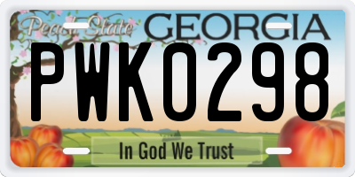 GA license plate PWK0298