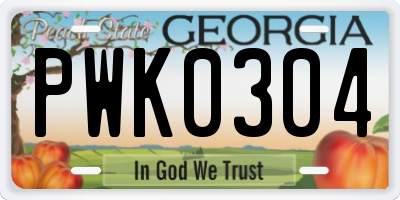 GA license plate PWK0304