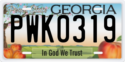 GA license plate PWK0319