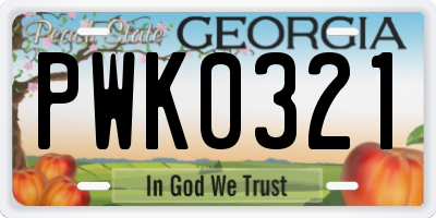 GA license plate PWK0321