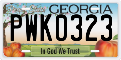 GA license plate PWK0323