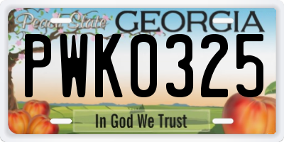 GA license plate PWK0325