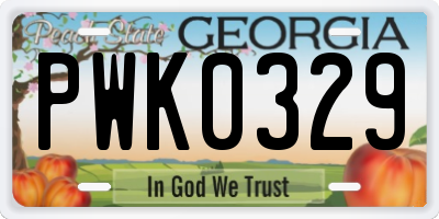 GA license plate PWK0329