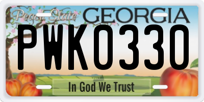 GA license plate PWK0330