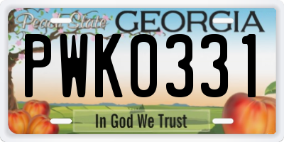 GA license plate PWK0331