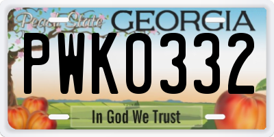 GA license plate PWK0332