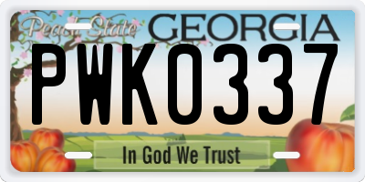 GA license plate PWK0337