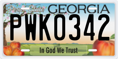 GA license plate PWK0342