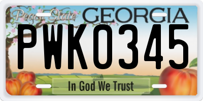 GA license plate PWK0345