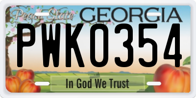 GA license plate PWK0354