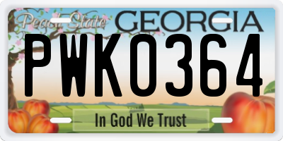 GA license plate PWK0364