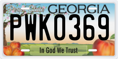 GA license plate PWK0369