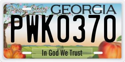 GA license plate PWK0370