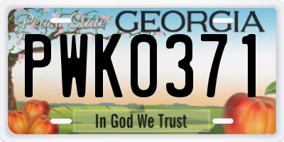 GA license plate PWK0371