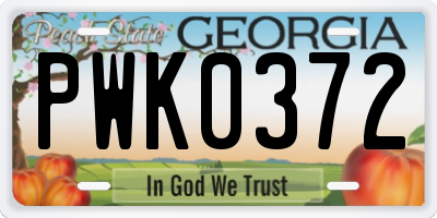 GA license plate PWK0372