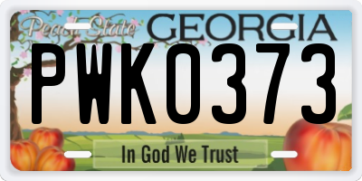 GA license plate PWK0373