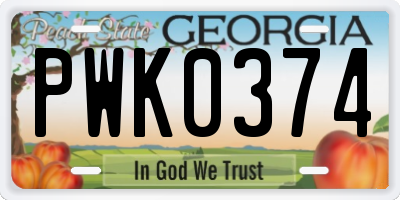 GA license plate PWK0374