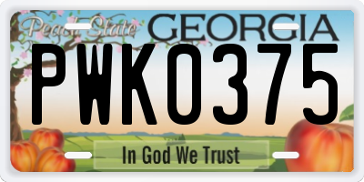 GA license plate PWK0375
