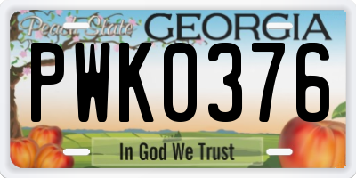 GA license plate PWK0376