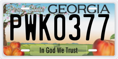 GA license plate PWK0377