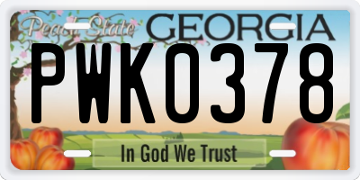 GA license plate PWK0378